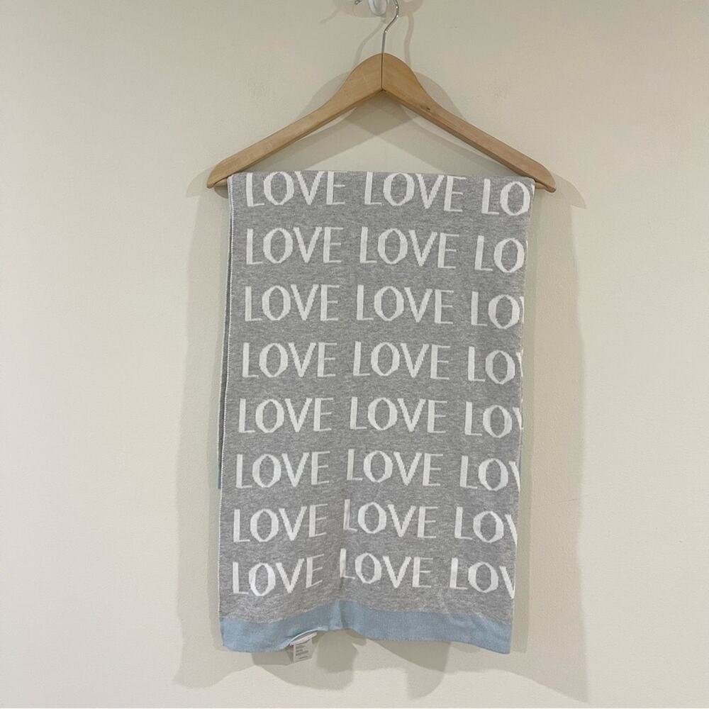 Elegant Baby Gray and White LOVE Blanket Cotton